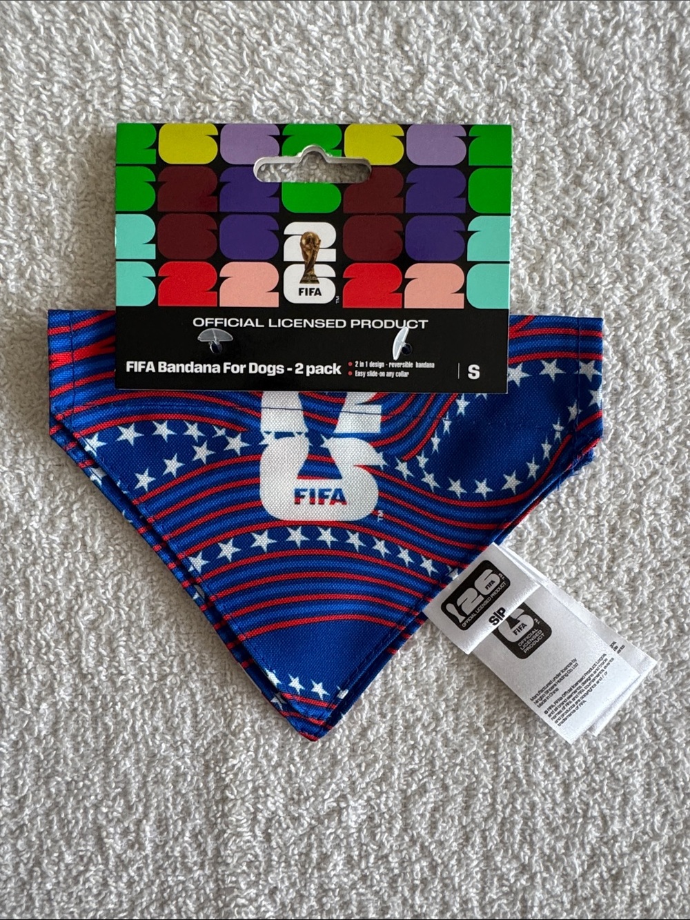 FIFA World Cup 2026 Dog Reversible Slide on Collar Bandana 2 Pack